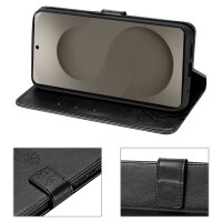 Hülle für Samsung Galaxy S26+ Wallet Case Kartenfächern & Standfunktion in Blume Schwarz