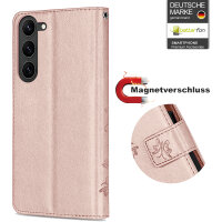 Hülle für Samsung Galaxy S26+ Wallet Case Kartenfächern & Standfunktion in Blume Rosegold