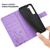 Hülle für Samsung Galaxy S26+ Wallet Case Kartenfächern & Standfunktion in Blume Lila