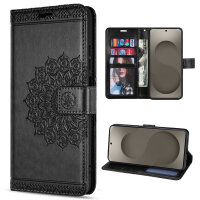 Hülle für Samsung Galaxy S26 Ultra Wallet Case Kartenfächern & Standfunktion in Mandala Schwarz