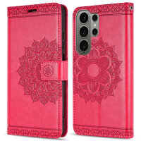 Hülle für Samsung Galaxy S26 Ultra Wallet Case Kartenfächern & Standfunktion in Mandala Rot