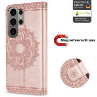 Hülle für Samsung Galaxy S26 Ultra Wallet Case Kartenfächern & Standfunktion in Mandala Rosegold