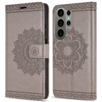 Hülle für Samsung Galaxy S26 Ultra Wallet Case Kartenfächern & Standfunktion in Mandala Grau