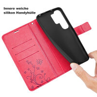 Hülle für Samsung Galaxy S26 Ultra Wallet Case Kartenfächern & Standfunktion in Blume Rot