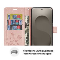 Hülle für Samsung Galaxy S26 Ultra Wallet Case Kartenfächern & Standfunktion in Blume Rosegold