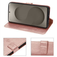 Hülle für Samsung Galaxy S26 Ultra Wallet Case Kartenfächern & Standfunktion in Blume Rosegold