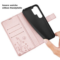 Hülle für Samsung Galaxy S26 Ultra Wallet Case Kartenfächern & Standfunktion in Blume Rosegold
