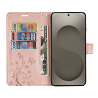 Hülle für Samsung Galaxy S26 Ultra Wallet Case Kartenfächern & Standfunktion in Blume Rosegold
