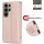 Hülle für Samsung Galaxy S26 Ultra Wallet Case Kartenfächern & Standfunktion in Blume Rosegold