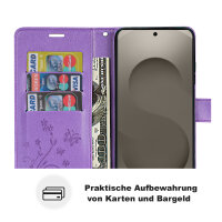 Hülle für Samsung Galaxy S26 Ultra Wallet Case Kartenfächern & Standfunktion in Blume Lila