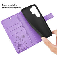 Hülle für Samsung Galaxy S26 Ultra Wallet Case Kartenfächern & Standfunktion in Blume Lila