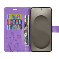 Hülle für Samsung Galaxy S26 Ultra Wallet Case Kartenfächern & Standfunktion in Blume Lila
