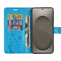 Hülle für Samsung Galaxy S26 Ultra Wallet Case Kartenfächern & Standfunktion in Blume Blau