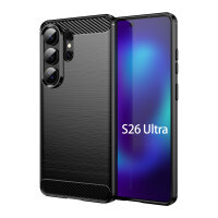 Carbon Hülle für Samsung Galaxy S26 Ultra Handyhülle Back Cover Handy Tasche Bumper Schwarz