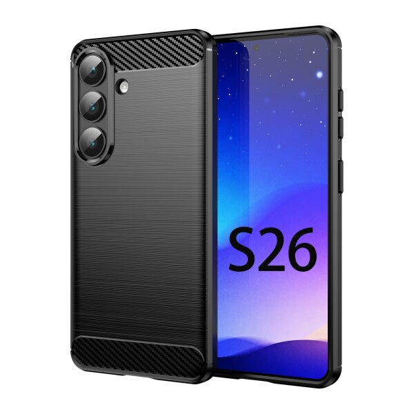 Carbon Hülle für Samsung Galaxy S26 Handyhülle Back Cover Handy Tasche Bumper