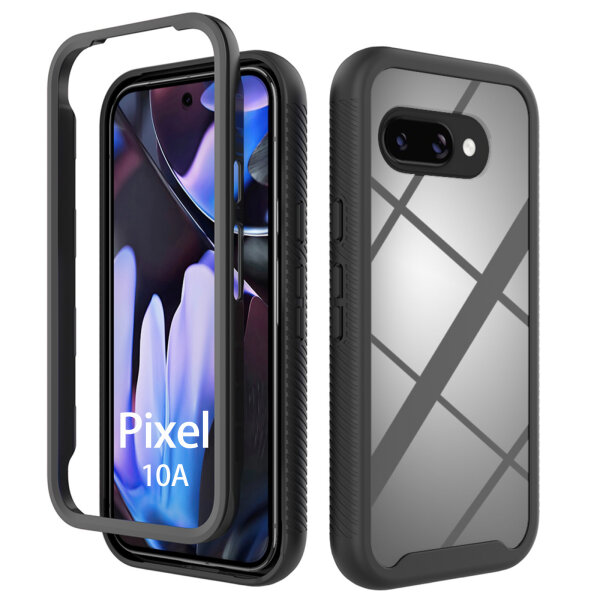 360 Grad Hülle für Google Pixel 10A Fullbody Case Schutzhülle Vorne Hinten Panzer in Schwarz