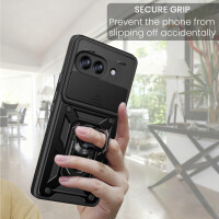 Outdoor Panzer Hülle für Google Pixel 10A Handyhülle mit Kameraschutz Ringhalter Cover Schwarz