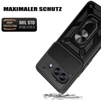 Outdoor Panzer Hülle für Google Pixel 10A Handyhülle mit Kameraschutz Ringhalter Cover Schwarz