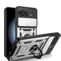Outdoor Panzer Hülle für Google Pixel 10A Handyhülle mit Kameraschutz Ringhalter Cover Silber