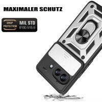 Outdoor Panzer Hülle für Google Pixel 10A Handyhülle mit Kameraschutz Ringhalter Cover Silber