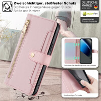 Handykette Google Pixel 10A Hülle mit Band Handyhülle Kartenfächer PU Leder Umhängetasche in Rosa