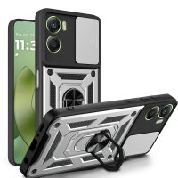 Outdoor Panzer Hülle für Motorola Moto G06 / G06 Power Handyhülle mit Kameraschutz Ringhalter Silber