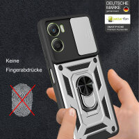 Outdoor Panzer Hülle für Motorola Moto G06 / G06 Power Handyhülle mit Kameraschutz Ringhalter Silber