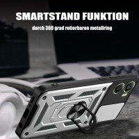 Outdoor Panzer Hülle für Motorola Moto G06 / G06 Power Handyhülle mit Kameraschutz Ringhalter Silber
