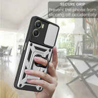 Outdoor Panzer Hülle für Motorola Moto G06 / G06 Power Handyhülle mit Kameraschutz Ringhalter Silber