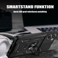 Outdoor Panzer Hülle für Motorola Moto G06 / G06 Power Handyhülle mit Kameraschutz Ringhalter Schwarz