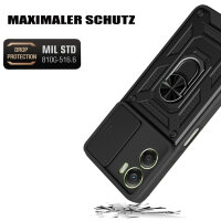 Outdoor Panzer Hülle für Motorola Moto G06 / G06 Power Handyhülle mit Kameraschutz Ringhalter Schwarz