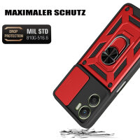 Outdoor Panzer Hülle für Motorola Moto G06 / G06 Power Handyhülle mit Kameraschutz Ringhalter Rot
