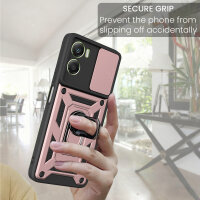 Outdoor Panzer Hülle für Motorola Moto G06 / G06 Power Handyhülle mit Kameraschutz Ringhalter Rosegold