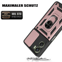 Outdoor Panzer Hülle für Motorola Moto G06 / G06 Power Handyhülle mit Kameraschutz Ringhalter Rosegold