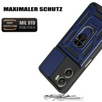 Outdoor Panzer Hülle für Motorola Moto G06 / G06 Power Handyhülle mit Kameraschutz Ringhalter Blau