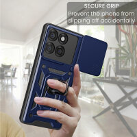 Outdoor Panzer Hülle für Motorola Edge 60 Pro Handyhülle mit Kameraschutz Ringhalter Blau