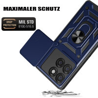 Outdoor Panzer Hülle für Motorola Edge 60 Pro Handyhülle mit Kameraschutz Ringhalter Blau