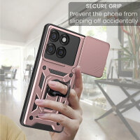 Outdoor Panzer Hülle für Motorola Edge 60 Pro Handyhülle mit Kameraschutz Ringhalter Rosegold