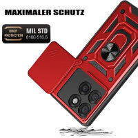Outdoor Panzer Hülle für Motorola Edge 60 Pro Handyhülle mit Kameraschutz Ringhalter Rot