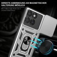 Outdoor Panzer Hülle für Motorola Edge 60 Pro Handyhülle mit Kameraschutz Ringhalter Silber