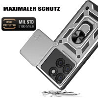 Outdoor Panzer Hülle für Motorola Edge 60 Pro Handyhülle mit Kameraschutz Ringhalter Silber