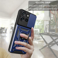 Outdoor Panzer Hülle für Motorola Edge 60 Neo Handyhülle mit Kameraschutz Ringhalter Blau