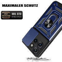 Outdoor Panzer Hülle für Motorola Edge 60 Neo Handyhülle mit Kameraschutz Ringhalter Blau