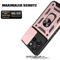 Outdoor Panzer Hülle für Motorola Edge 60 Neo Handyhülle mit Kameraschutz Ringhalter Rosegold