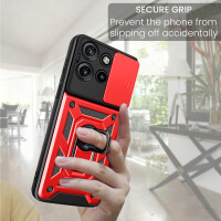 Outdoor Panzer Hülle für Motorola Edge 60 Neo Handyhülle mit Kameraschutz Ringhalter Rot