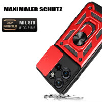 Outdoor Panzer Hülle für Motorola Edge 60 Neo Handyhülle mit Kameraschutz Ringhalter Rot