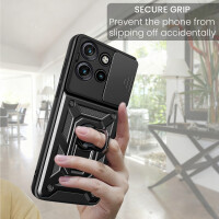 Outdoor Panzer Hülle für Motorola Edge 60 Neo Handyhülle mit Kameraschutz Ringhalter Schwarz