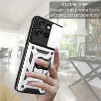 Outdoor Panzer Hülle für Motorola Edge 60 Neo Handyhülle mit Kameraschutz Ringhalter Silber