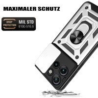 Outdoor Panzer Hülle für Motorola Edge 60 Neo Handyhülle mit Kameraschutz Ringhalter Silber