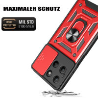 Outdoor Panzer Hülle für Motorola Moto G17 Handyhülle mit Kameraschutz Ringhalter Rot